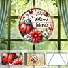 (18.5cm)DIY Acrylic Jigsaw Puzzle Window Hanging with Hanging Chain DIY Stained Glass Decoration Round Window Puzzle Decor for DIY Craft Project (Flower Ladybug)