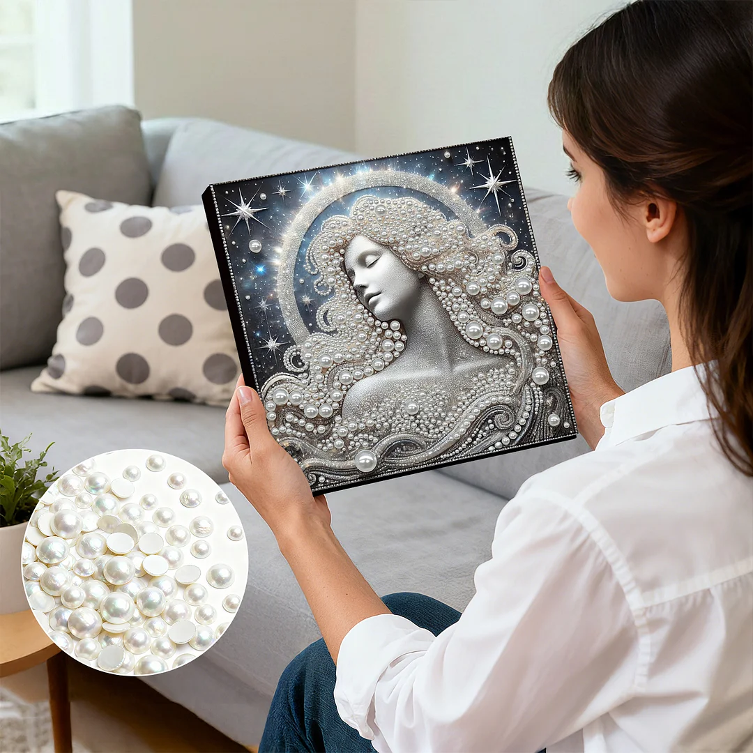 Celestial Pearl Goddess DIY Pearl Art Diamond Painting 30x30cm for Home Decor