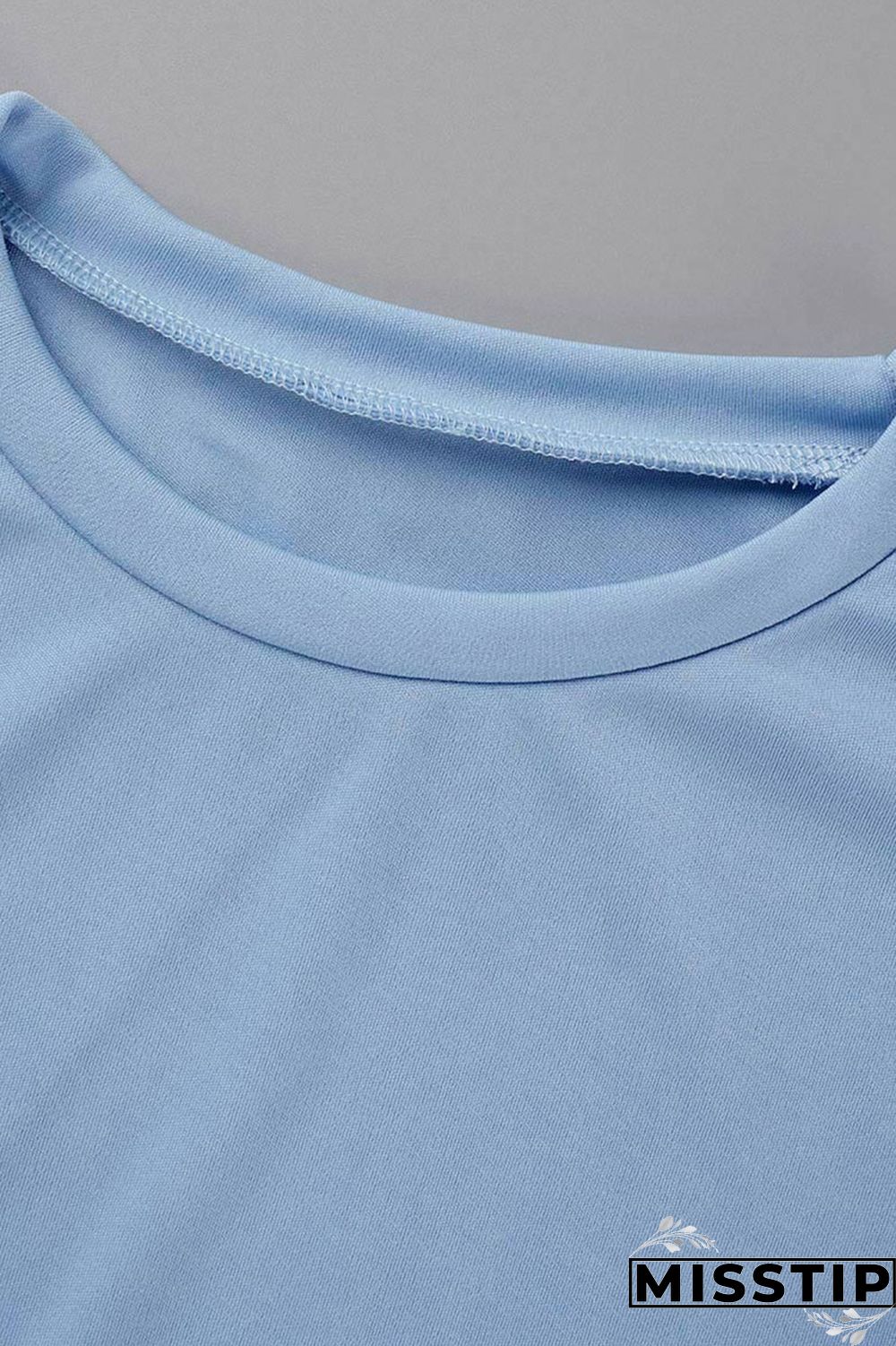 Sky Blue Fashion Casual Solid Patchwork Feathers O Neck Sleeveless Two Pieces