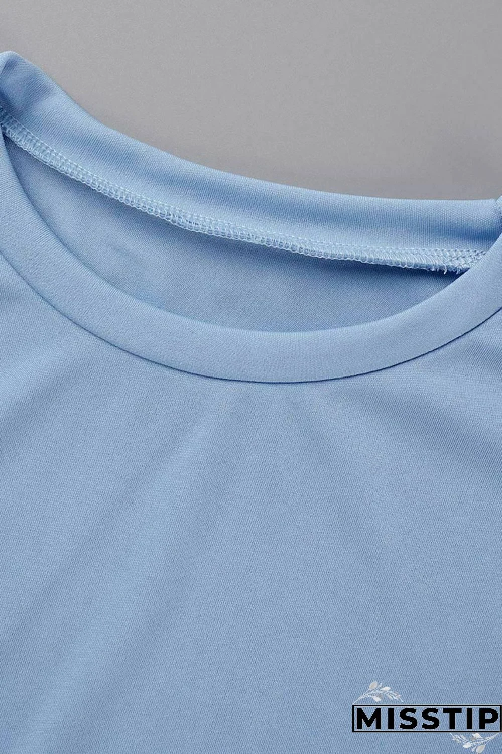 Sky Blue Fashion Casual Solid Patchwork Feathers O Neck Sleeveless Two Pieces