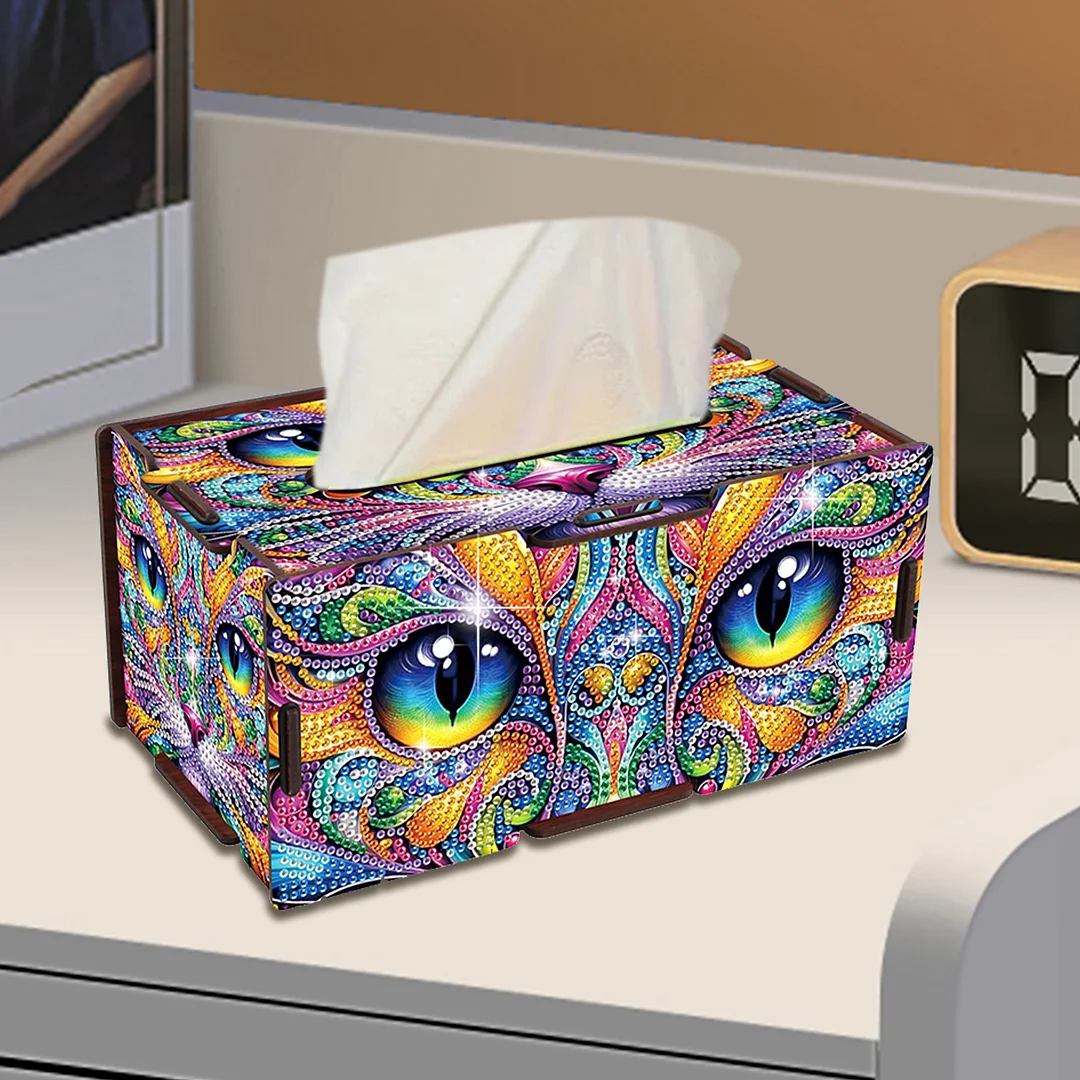 Wooden Diamond Painting Tissue Box for Home and Office Decoration (ZJH024)