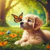 Golden Retriever-14CT Stamped Cross Stitch 40*40cm tapestrymarket