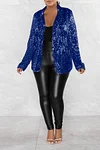 Women's Shiny Sequin Lapel Button Slim Front Blazer Coat