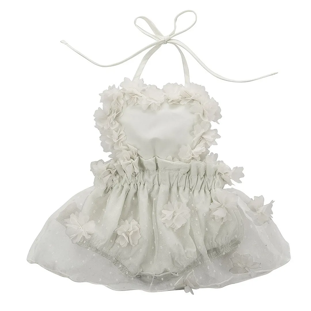2019 Baby Summer Clothing Newborn Baby Girl Tulle Chiffon Dress Jumpsuit Bodysuit Solid Outfits Ruffled Princess Gown Clothes