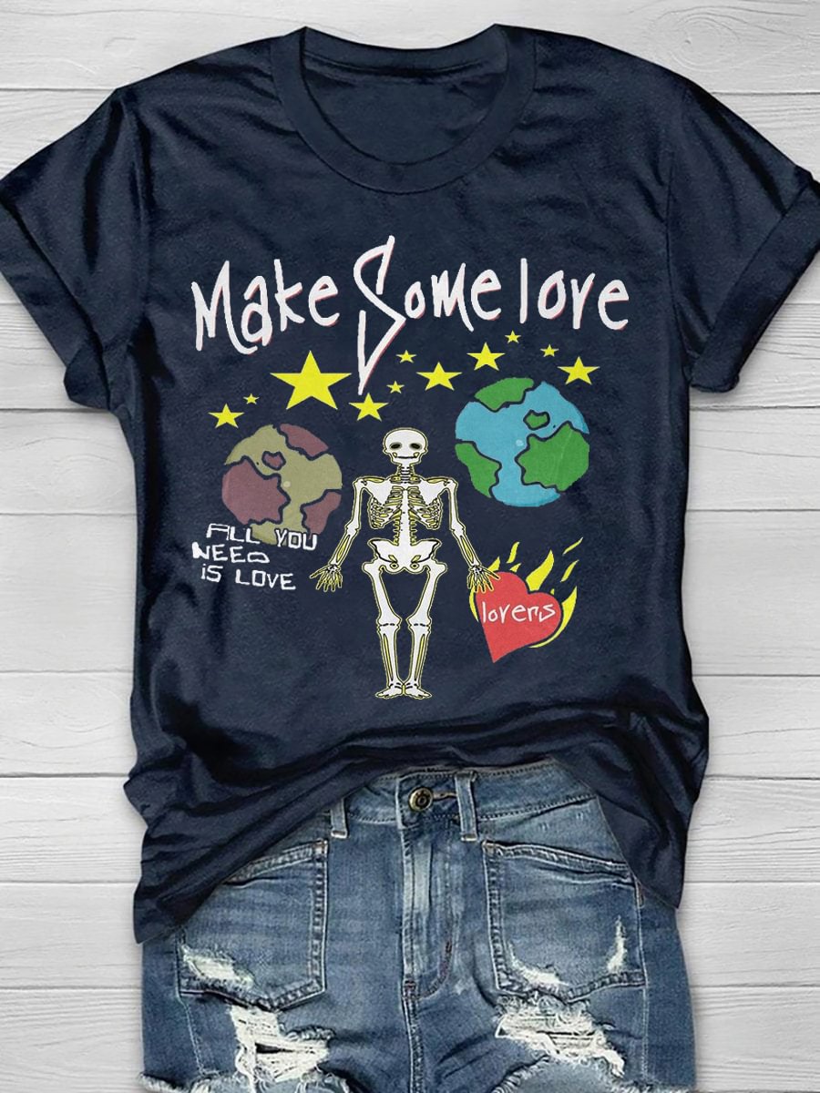 Make Some Love Print Short Sleeve T-Shirt