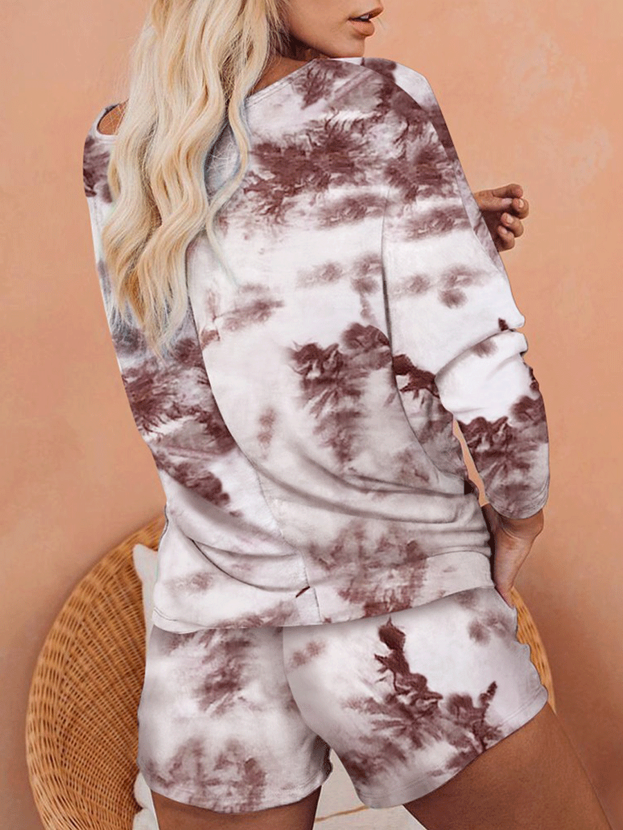 Tie Dye Dolman Knit Top with Pocketed Shorts