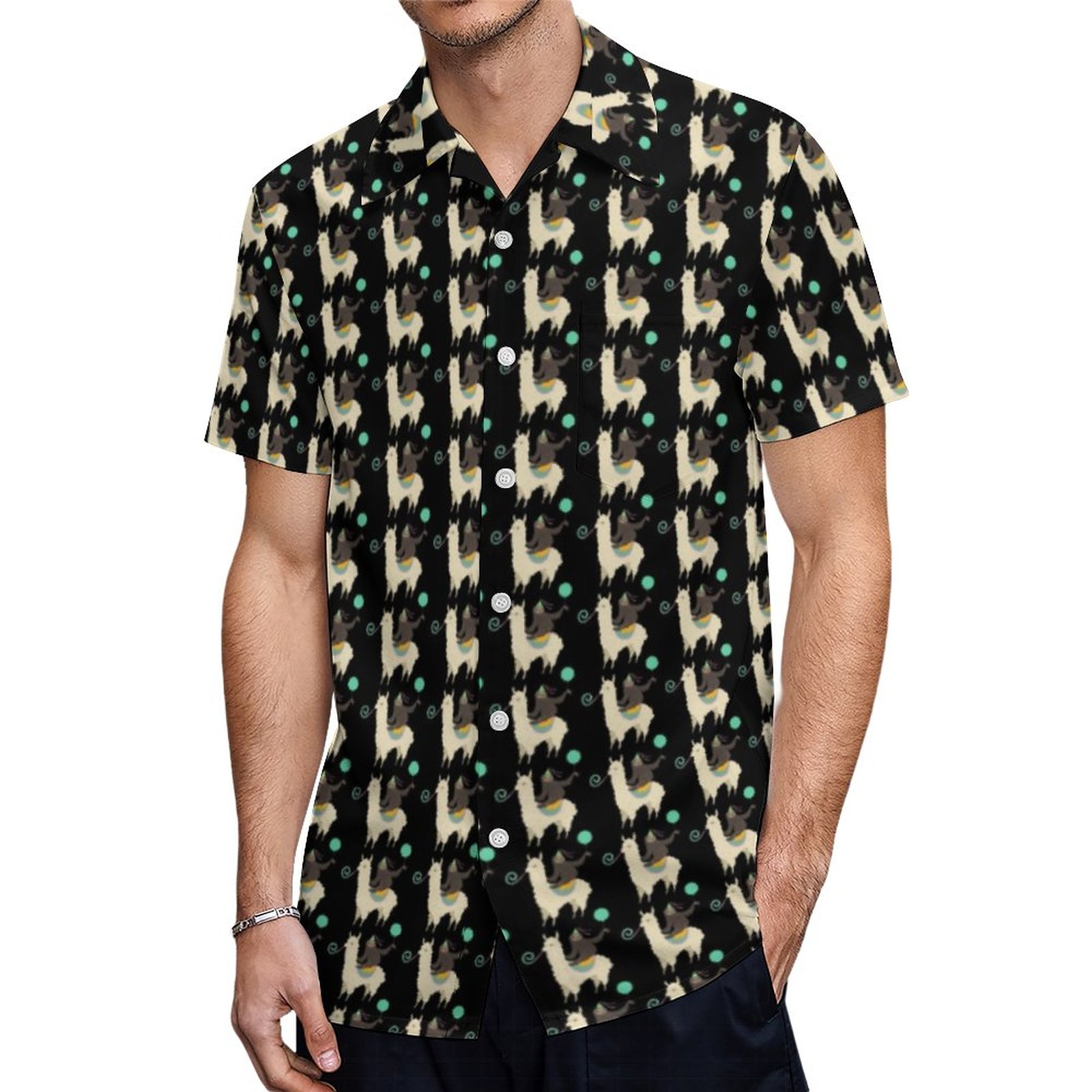 Sloth Riding Llama Birthday Hawaiian Shirt Mens Button Down Plus Size Tropical Hawaii Beach Shirts