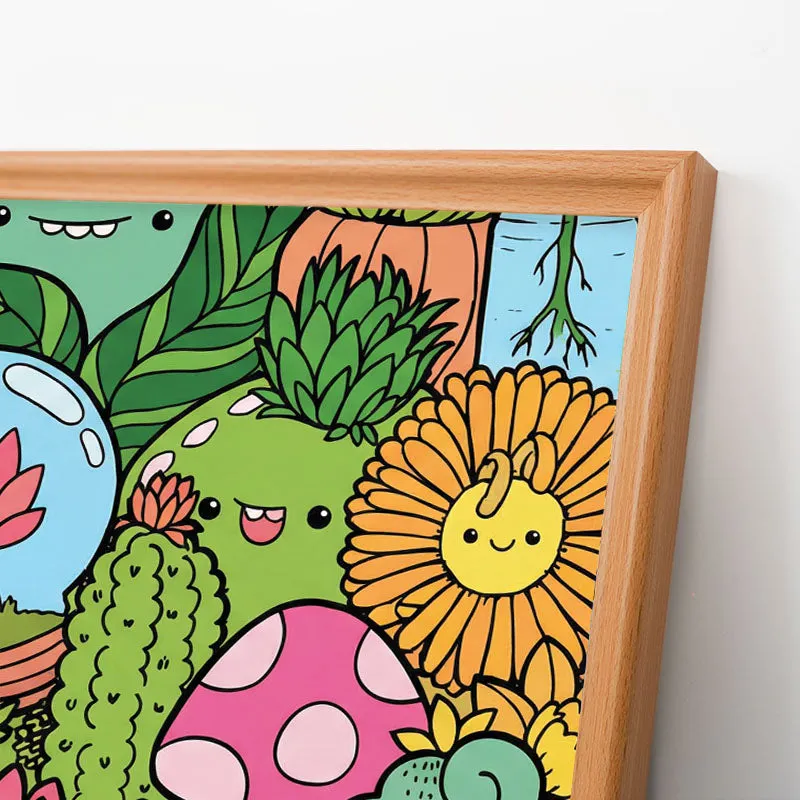 Close-up of the illustrated garden
