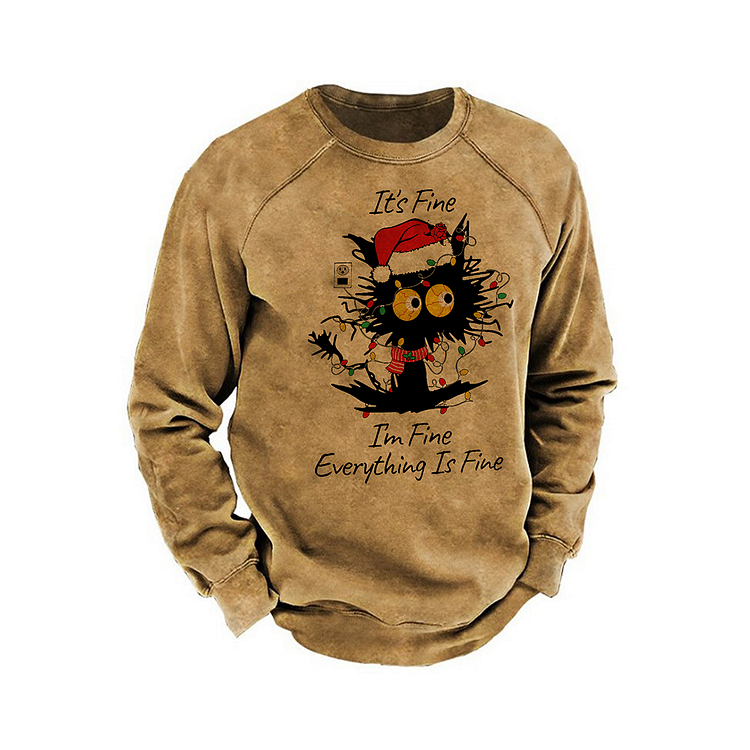 Christmas Black Cat Vintage Crew Neck Sweatshirt