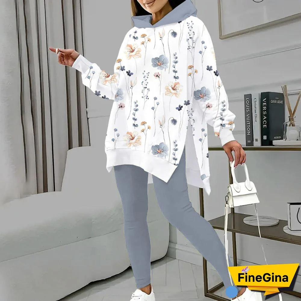 Fresh Print Long Sleeve Two Piece Set