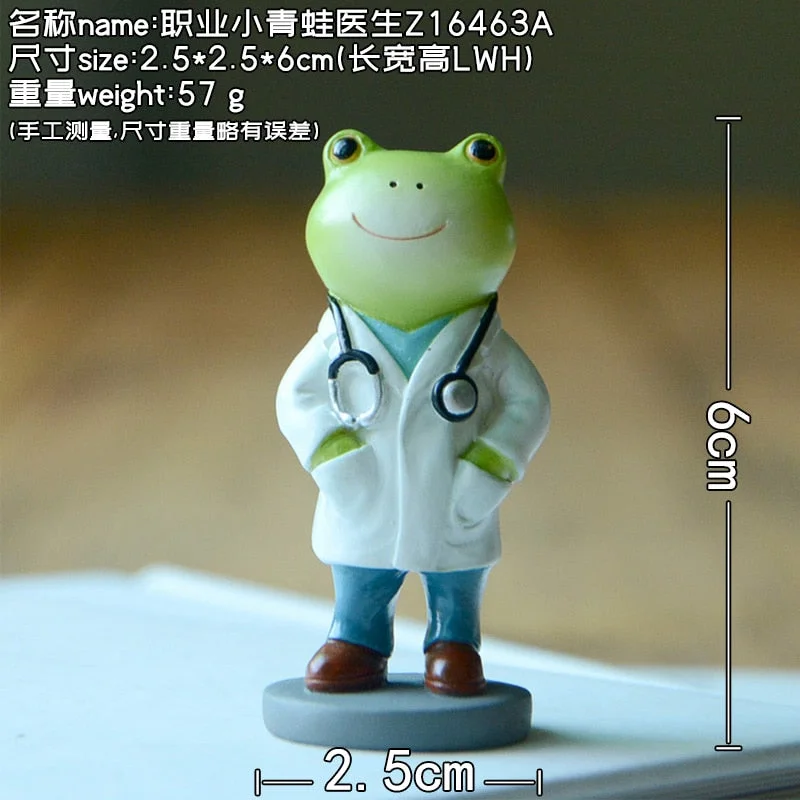 Lovely Occupation Character Frog Ornament Doctor Nurse Chef Fireman Action Figure Desktop Decor Mini Figurine Dolls Children Toy