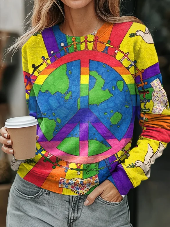 Hippie Art Print Casual  Sweatshirt