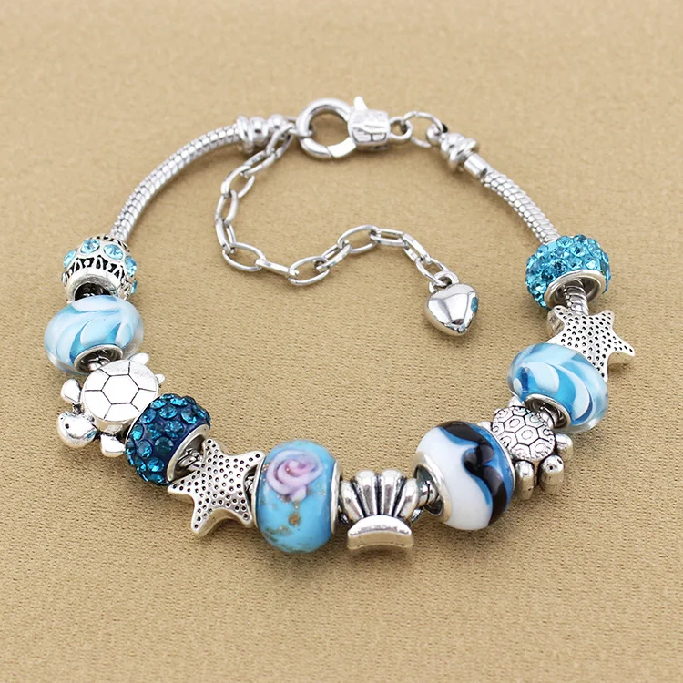 Comstylish Fashion Turtle Starfish Bead Bracelet