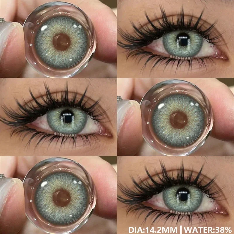 Sdrawing 1Pair Natural Colored Lenses for Eyes Fashion Blue Lenses Gray Contact Lenses Black Lense Colored Pupils for Eyes Yearly