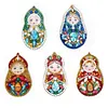 5pcs DIY Full Drill Diamond Paintng Special-shaped Russian Dolls Keychains Kit