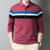 100% Cotton Striped Contrast Color Polo Shirt
