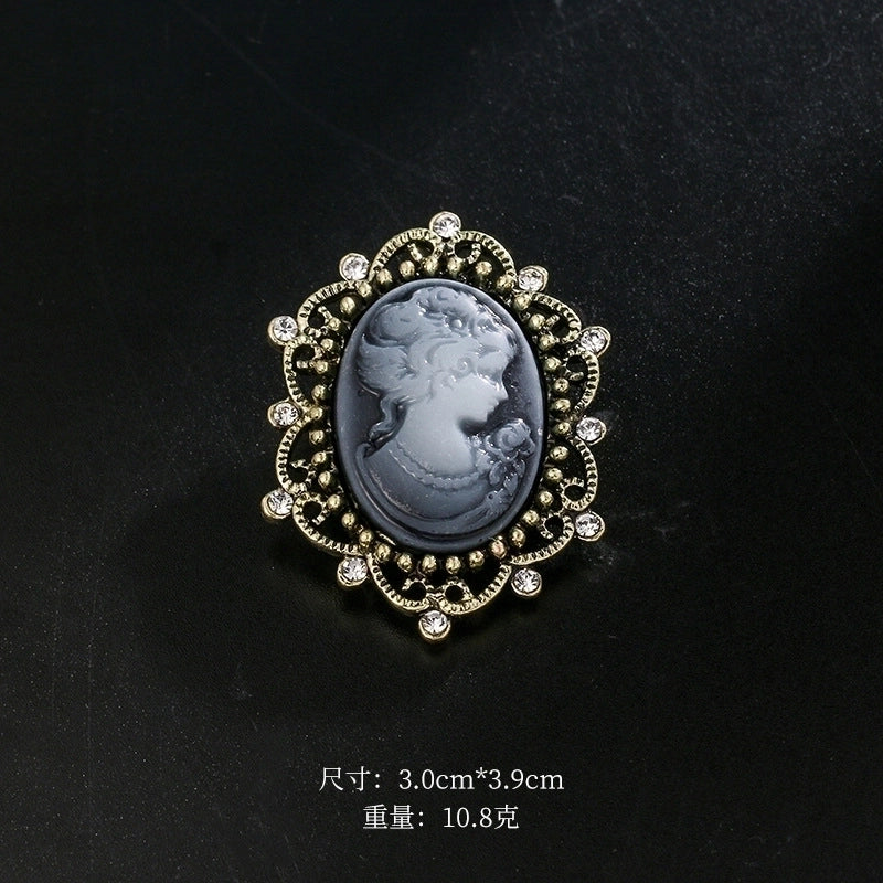 Retro Pin Portrait Alloy Plating Rhinestones Women’S Brooches