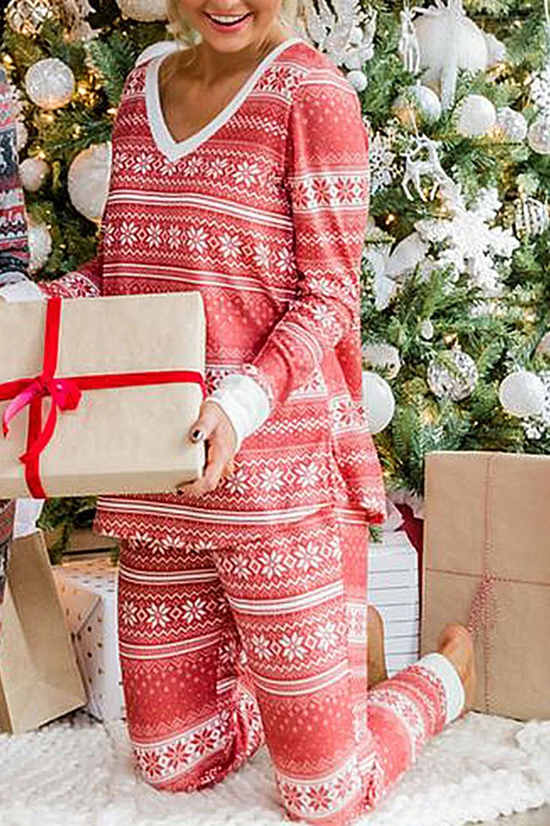 Christmas V-Neck Two Piece Sets