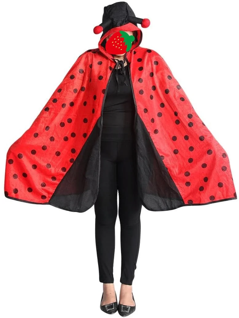 Adult Kids Ladybird Cloak Ladybug Cosplay Outfit-elleschic