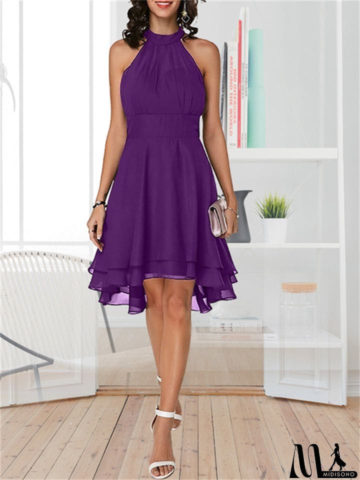 MidiSono - New Elegant Halter Sleeveless High Waist Slim-Fit Cocktail Dresses For Wedding Guest