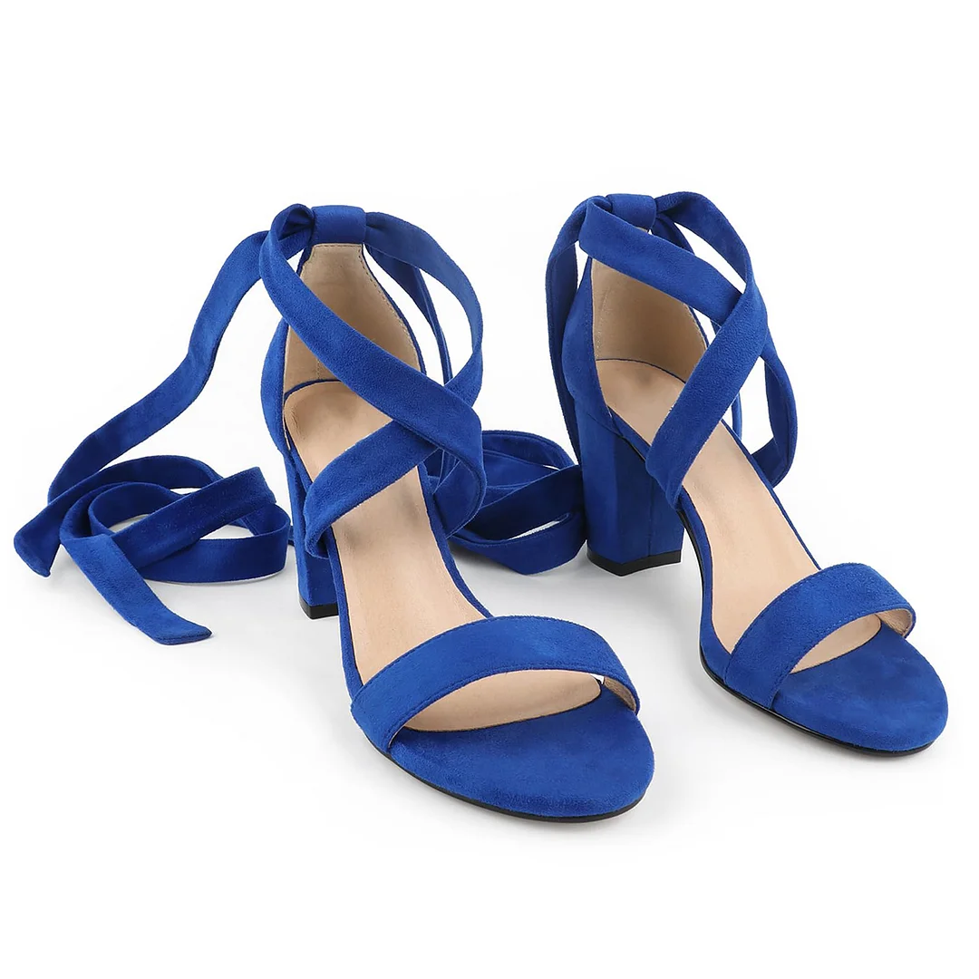 80mm Women's Chunky Heel Sandals  High Heels Open Toe Strappy Sandals-MERUMOTE