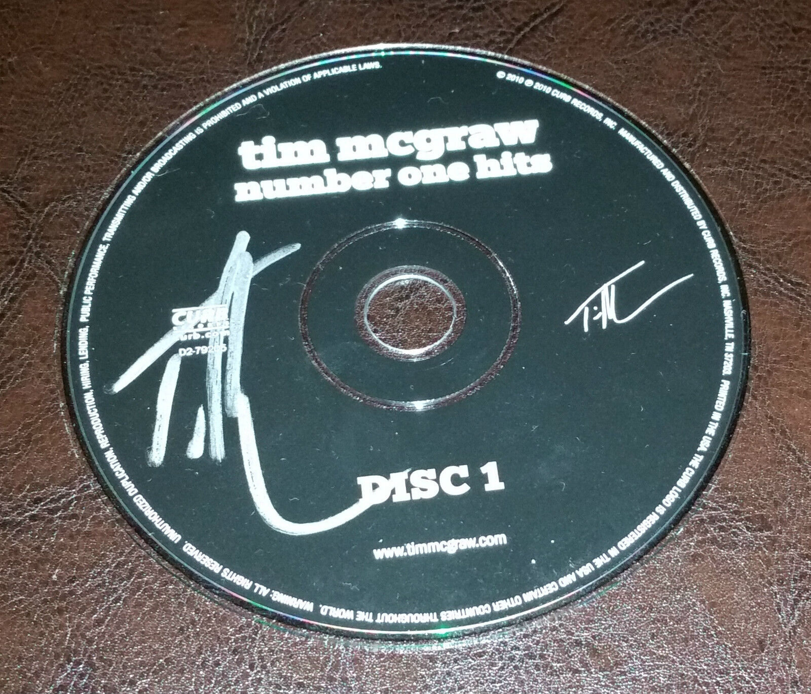 TIM MCGRAW 'NUMBER ONE HITS' COUNTRY SINGER/ACTOR SIGNED CD DISC 1 *COA