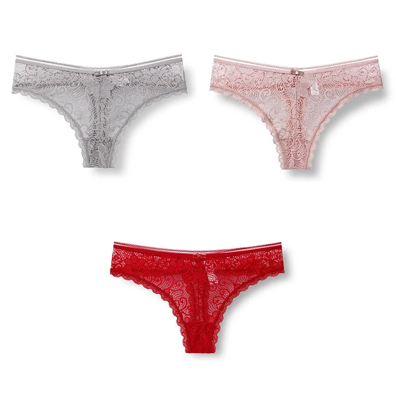 3pcs Woman Panties Sexy Lace Underwear For Women Lingerie Lady Lace T-back Female Thongs Wholesale Sexy Underpants For Women