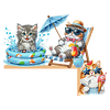 (US Local)Cat DIY Wooden Diamond Painting Door Topper Right Angle Sign for Party (Right)