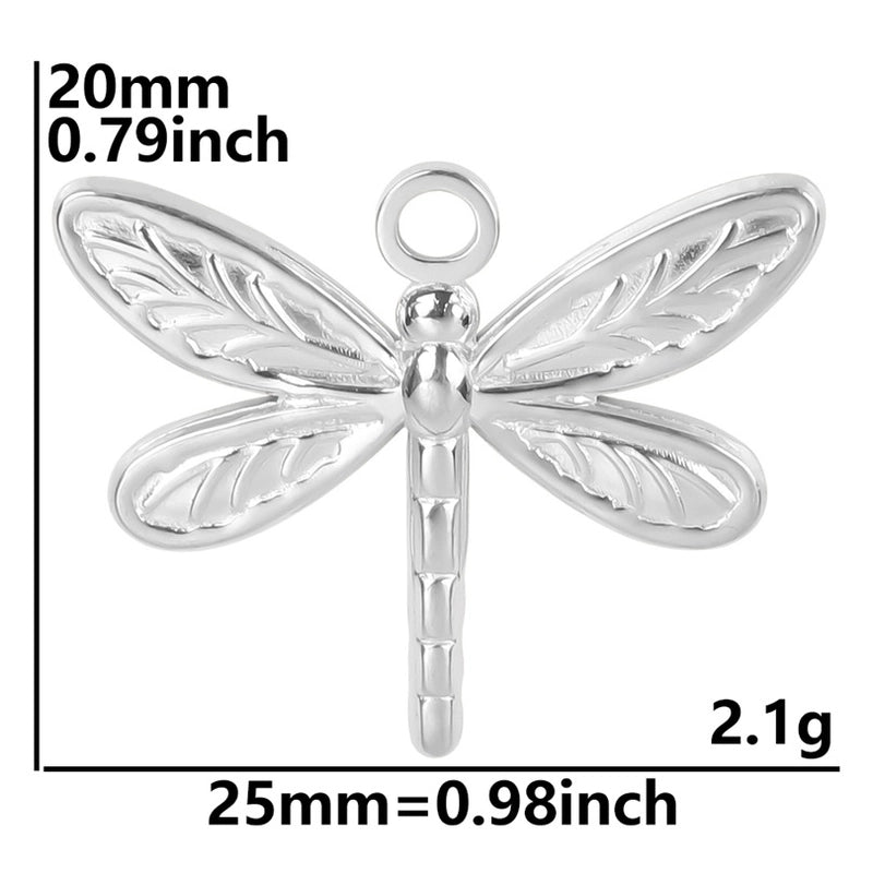 3 Pieces Retro French Style Dragonfly 304 Stainless Steel Plating Pendant Necklace