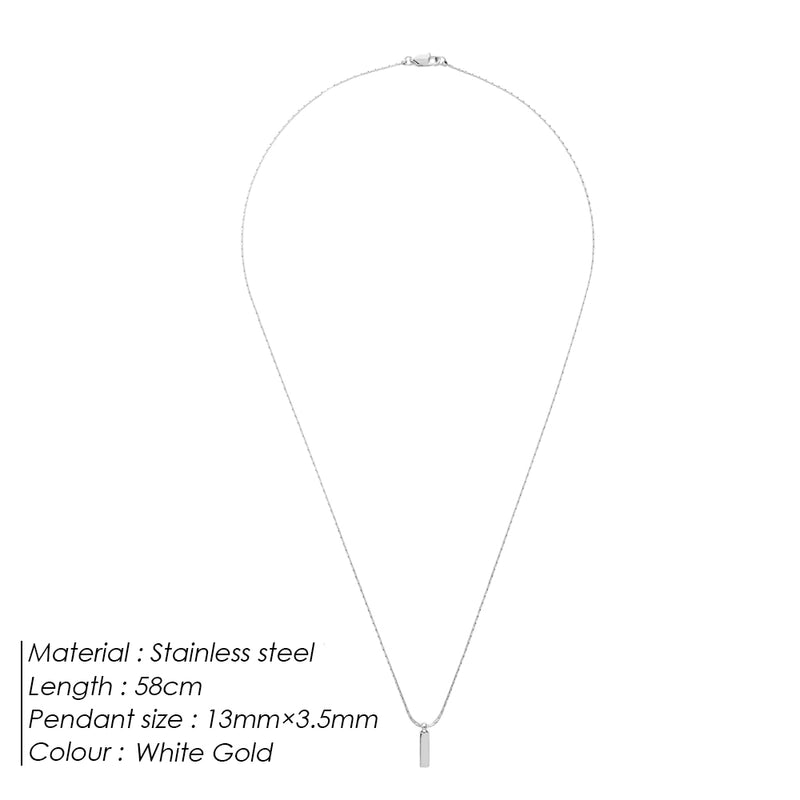 Jewelry Basic Minimalist Classic Style Solid Color 304 Stainless Steel 18K Gold Plated White Gold Plated Plating Pendant Necklace