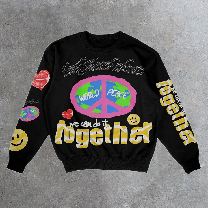 Sopula Unisex Vintage We Can Do It Together Graphic Street Hip Hop Crewneck Sweatshirt