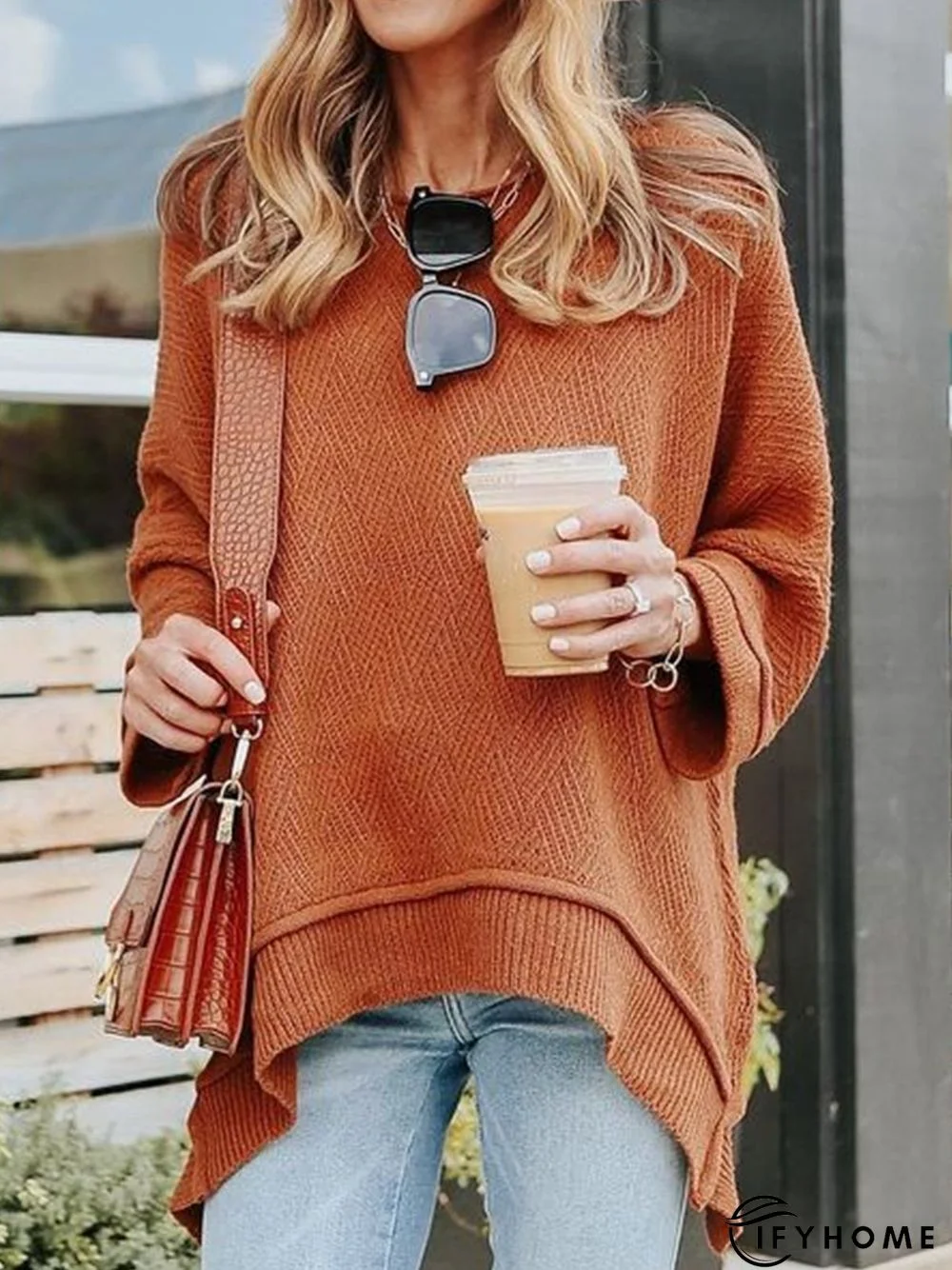 Casual Plain Knitting Sweater | IFYHOME