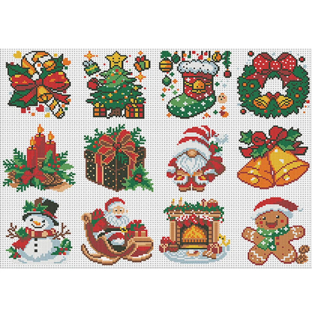 Christmas 12 Elements Partial 11CT DIY Stamped Cross Stitch Kits Gift 36x52cm