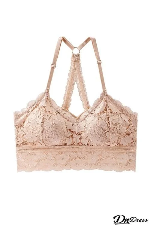 Back Lace Wireless Padded Longline Bralette