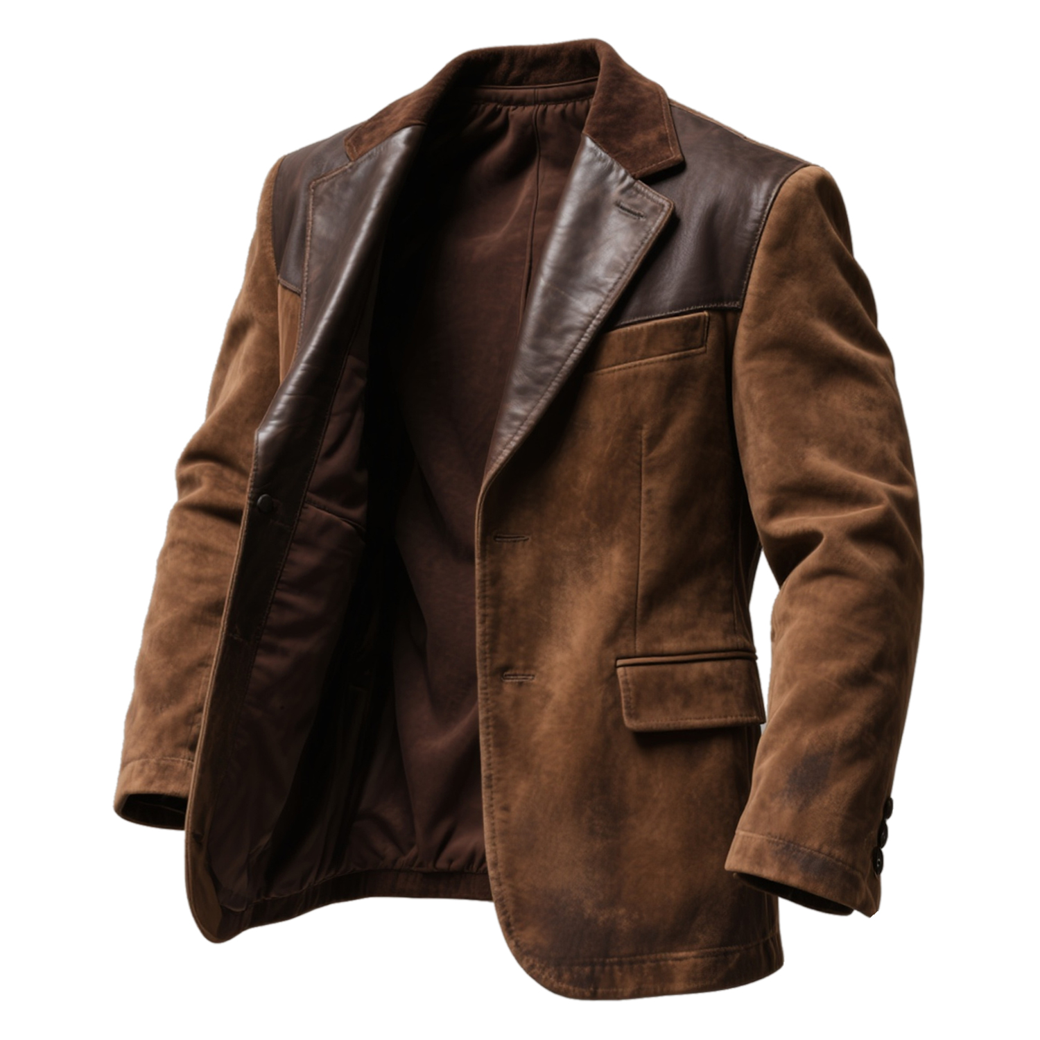  Stylish Brown Blazer with Contrast Lapel for Men - Perfect for Casual and Formal Occasions
