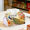 Bo&icirc;te de mouchoirs Peacocks Diamonds Painting 7,48x5,12 pouces Diamond Art Tissue Cover 5D Diamond Art Tissue pour cuisine, restaurant, bar, f&ecirc;tes de bureau