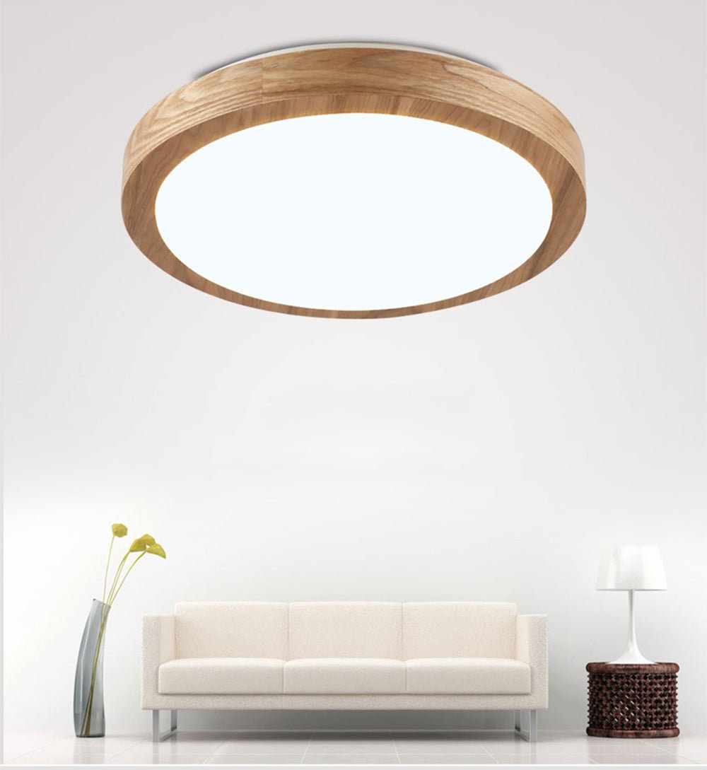 Led Ceiling Light Nordic Wood 6cm Modern Lamp Remote Control Minimalist Living Room Creative Rubber Bedroom Mounted Lighting