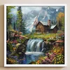 (50*50cm)Waterfall House - Full Round Drill Diamond Painting