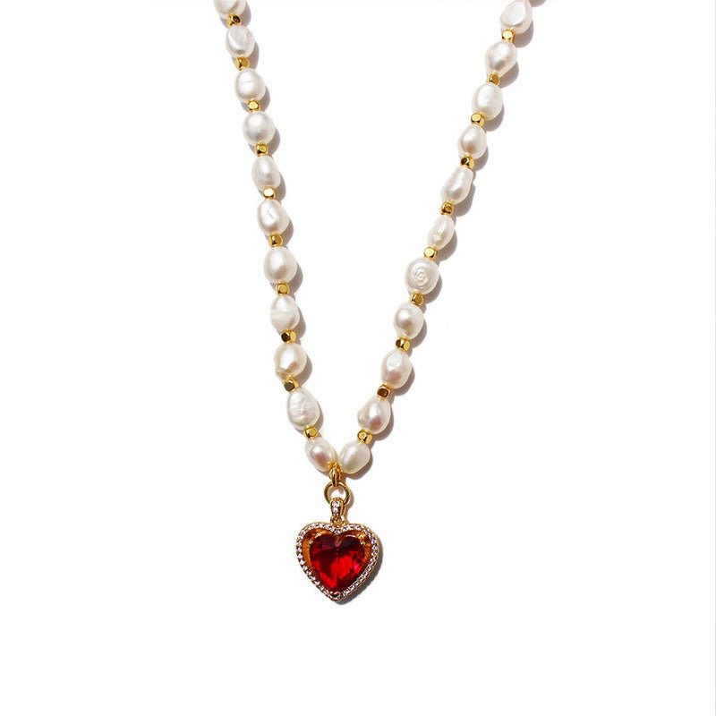 French Vintage Freshwater Cultured Pearl and Gem  Necklacce&Bracelet