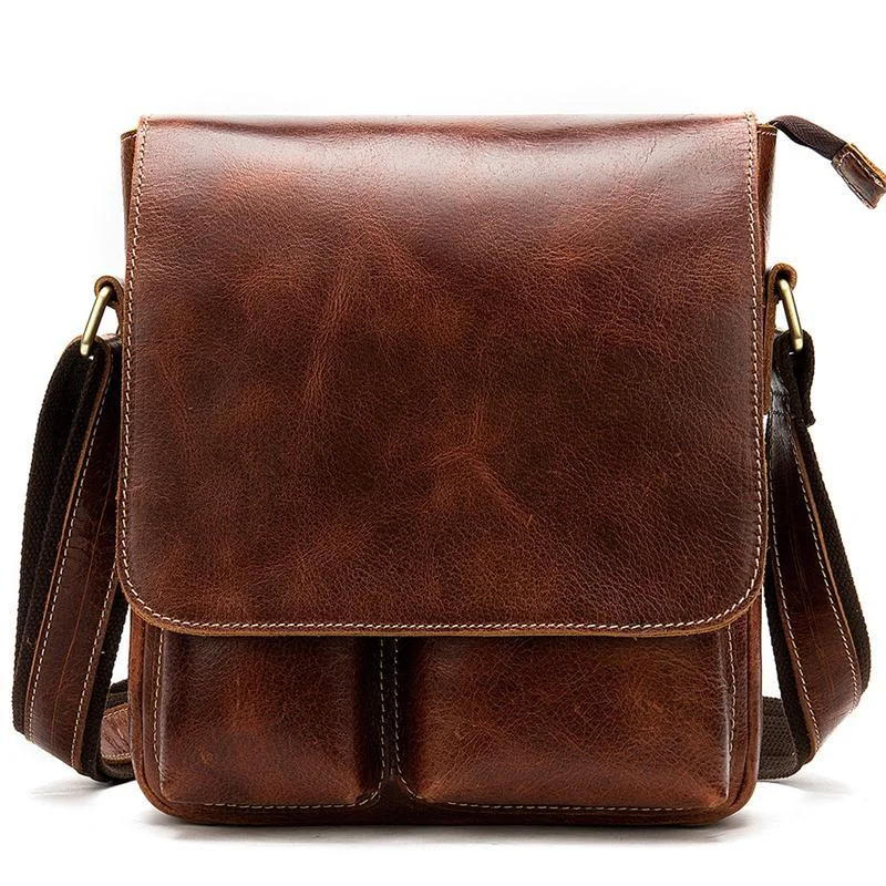 Casual Business Men's Leather Flap Type Shoulder Bag Fashion Crossbody Bag