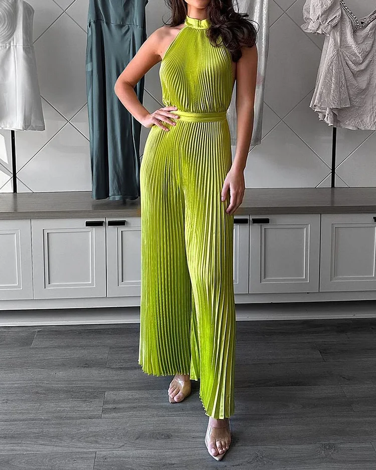 Solid Sleeveless Pressed Jumpsuit