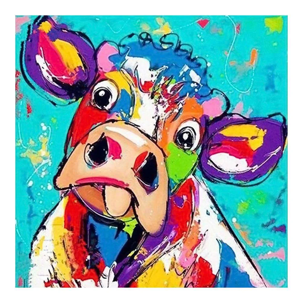Full Round Diamond Painting Colorful Cow (30*30cm)