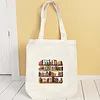 Book Shelf A Cross Stitch Canvas Bag Making Kits with Hoop Frame Printed Embroidered Canvas Bags for Adults Handicraft Sewing Materials DIY Tote Handbag Needlepoint Kits 12.5x14.4in tapestrymarket