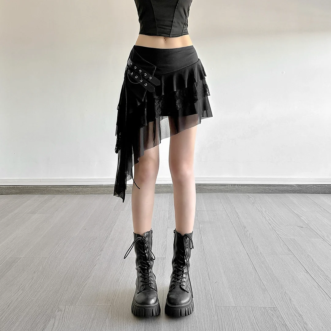 Brownm Brownm Trend 2025 Summer Women's New Solid Color Hottie High Waist Side Design Irregular Skirt