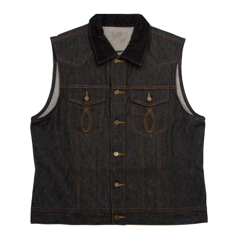 Men's 4.5oz Raw Denim Navy Lapel Vest