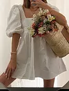 Empire Backless Puff Sleeves Mini Dresses