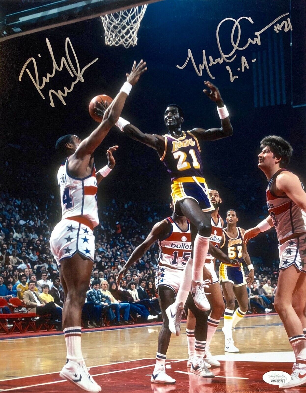 MICHAEL COOPER & RICK MAHORN Autographed SIGNED 11x14 Photo Poster painting LAKERS BULLETS JSA