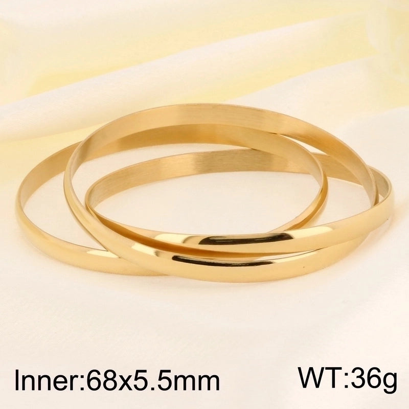 Minimalist Round 304 Stainless Steel 18K Gold Plated Bangle In Bulk