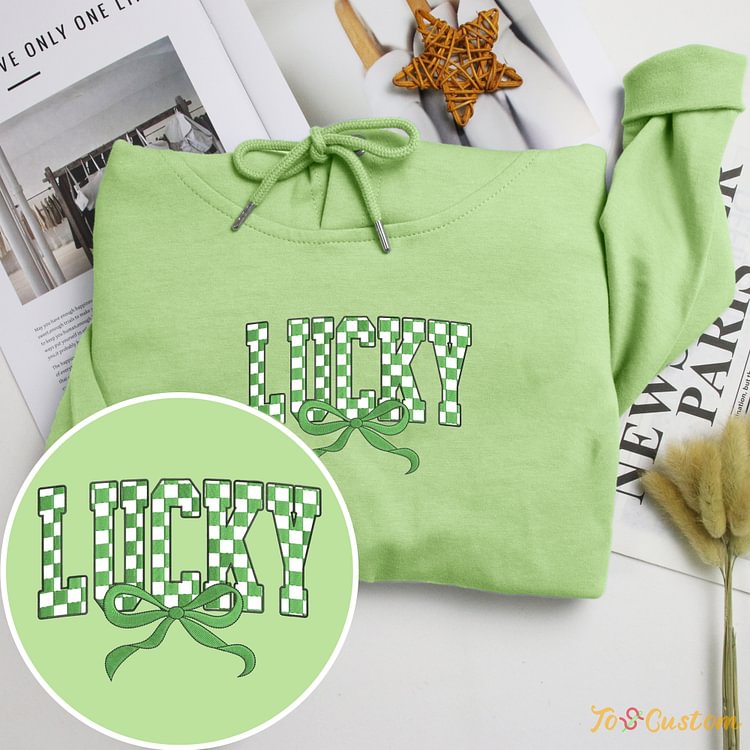 TOSCUSTOM™ Embroidered Irish St Patricks Day Lucky Sweatshirt Rosette Hoodies