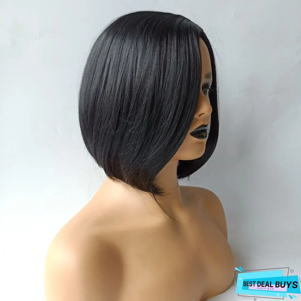 Wig Female Short Straight Hair Side Split Bobo Hairstyle Chemical Fiber Headgear